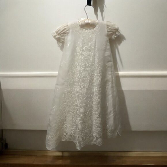 Vintage 1980's Baptismal Embroidered Baby Christening Long Gown 6 - 9 Mos - Picture 3 of 15